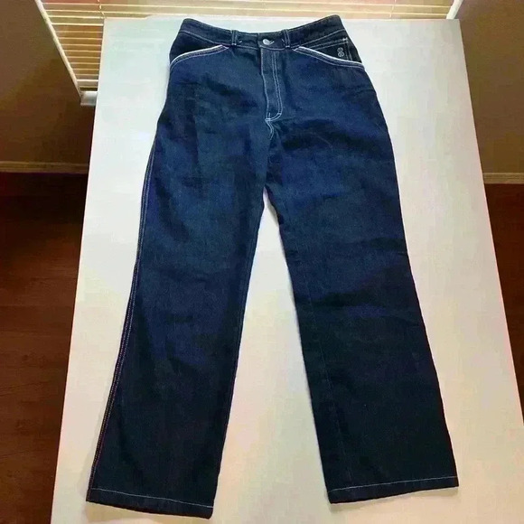 VTG 70s Bill Blass Womens Denim Carpenter Blue Jeans Boot Cut Size 27” Waist - Picture 2 of 9